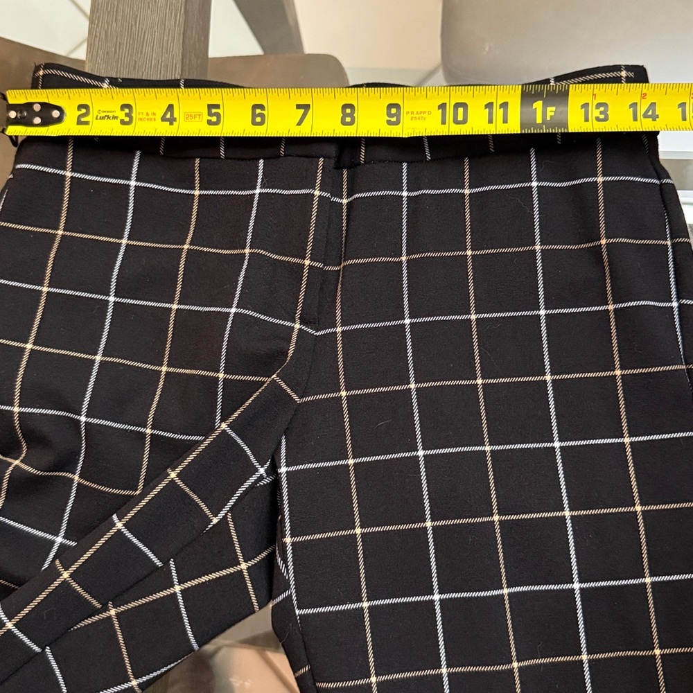 Amanda + Chelsea SZ 4 Black with Yellow & White Windowpane Print Ankle Trousers - Picture 6 of 13